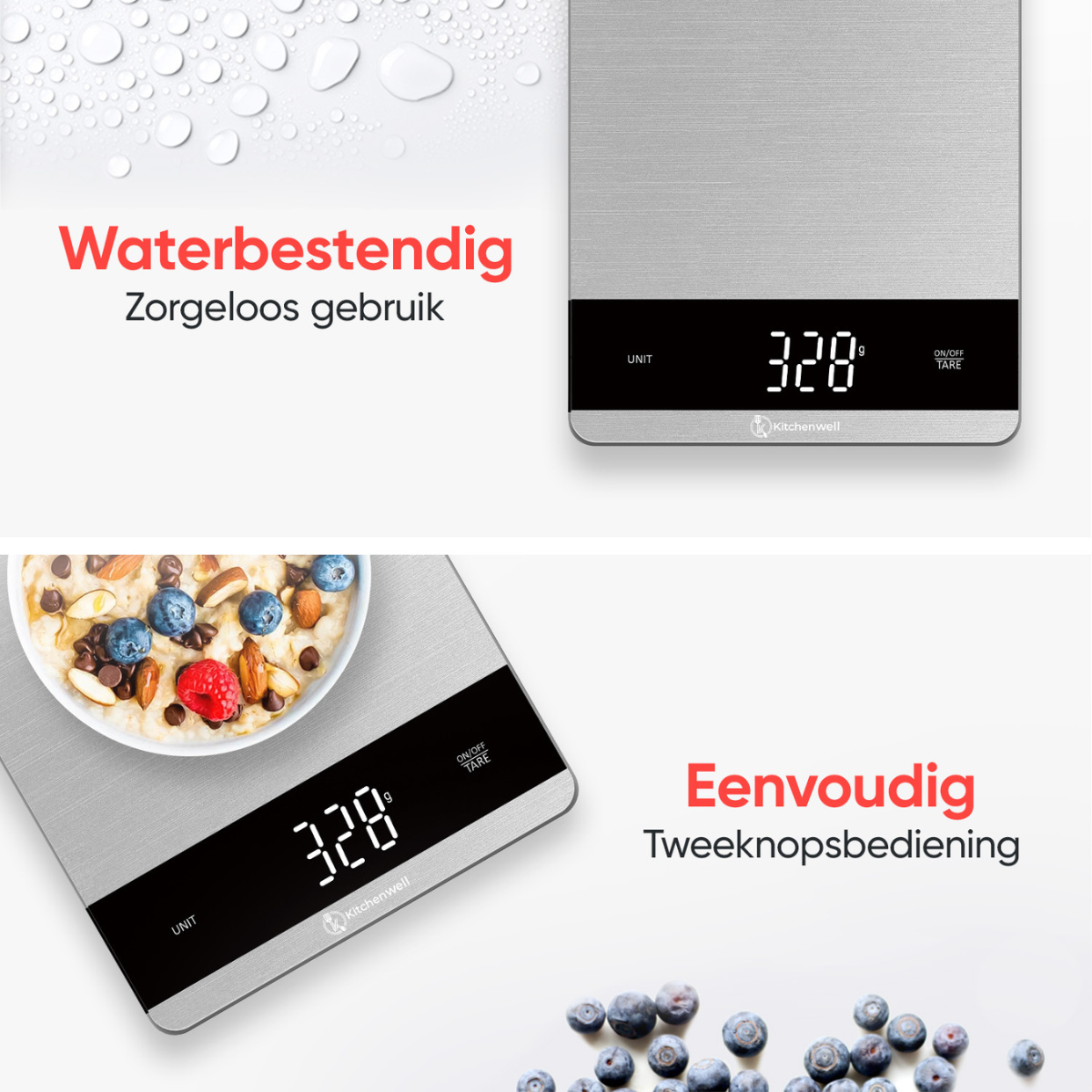 Kitchenwell Digitale Keukenweegschaal 5gr - 10kg