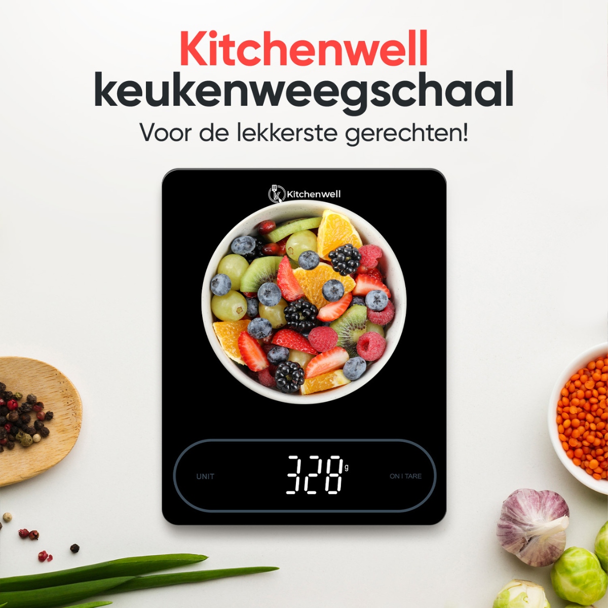 Kitchenwell digitale keukenweegschaal 1gr - 12kg