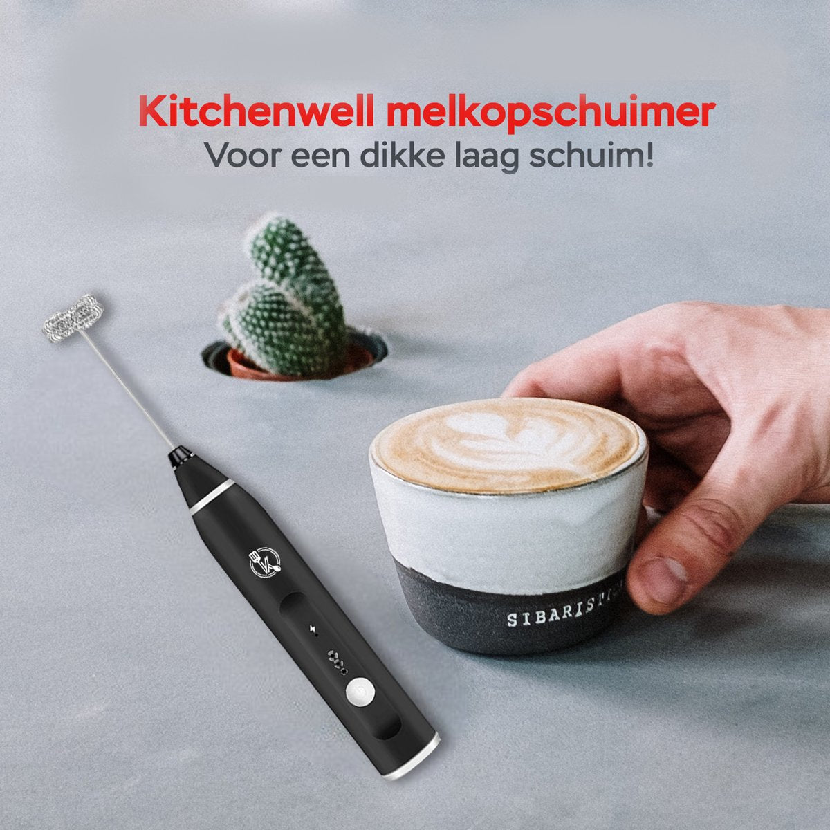 Kitchenwell handmatige melkopschuimer USB