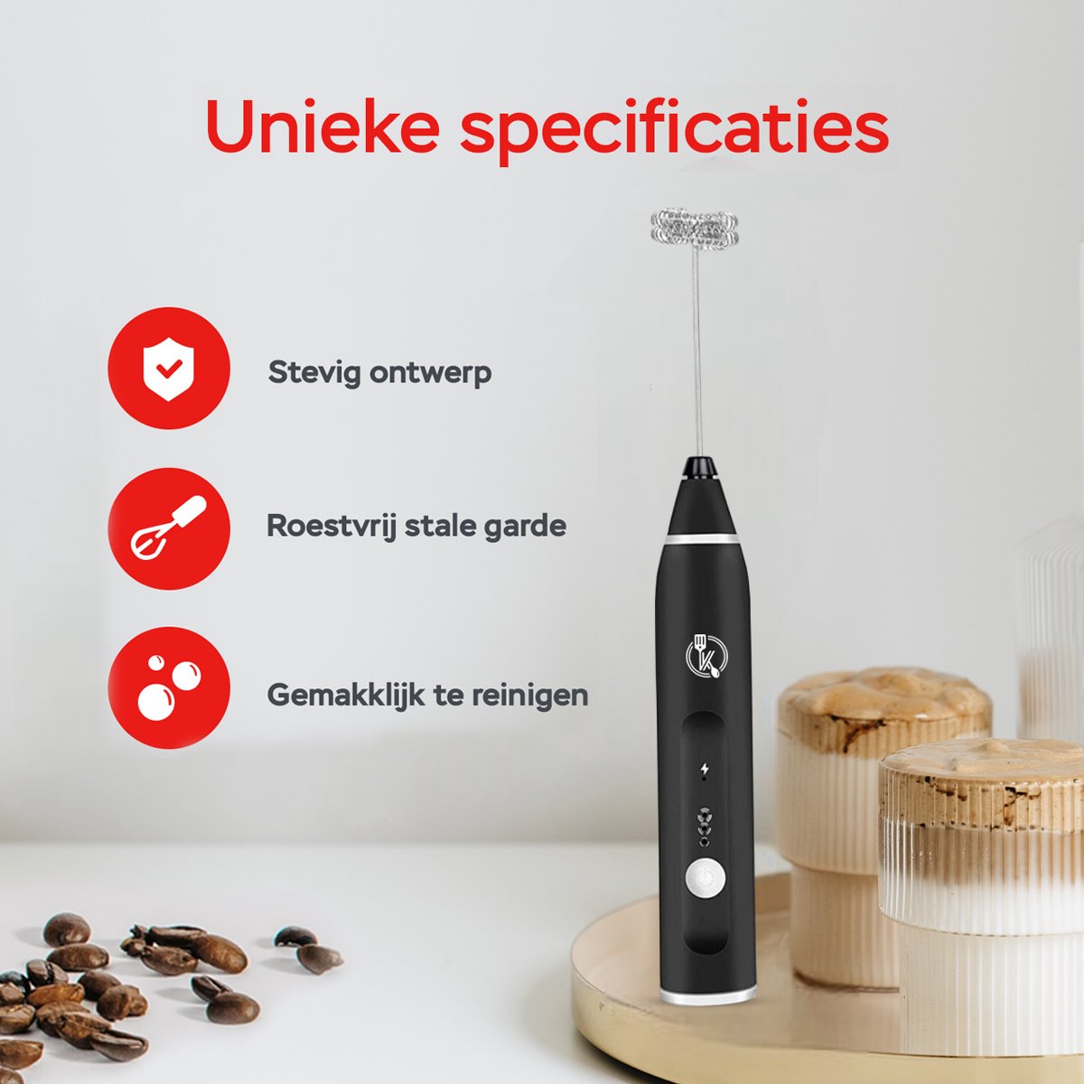 Kitchenwell handmatige melkopschuimer USB