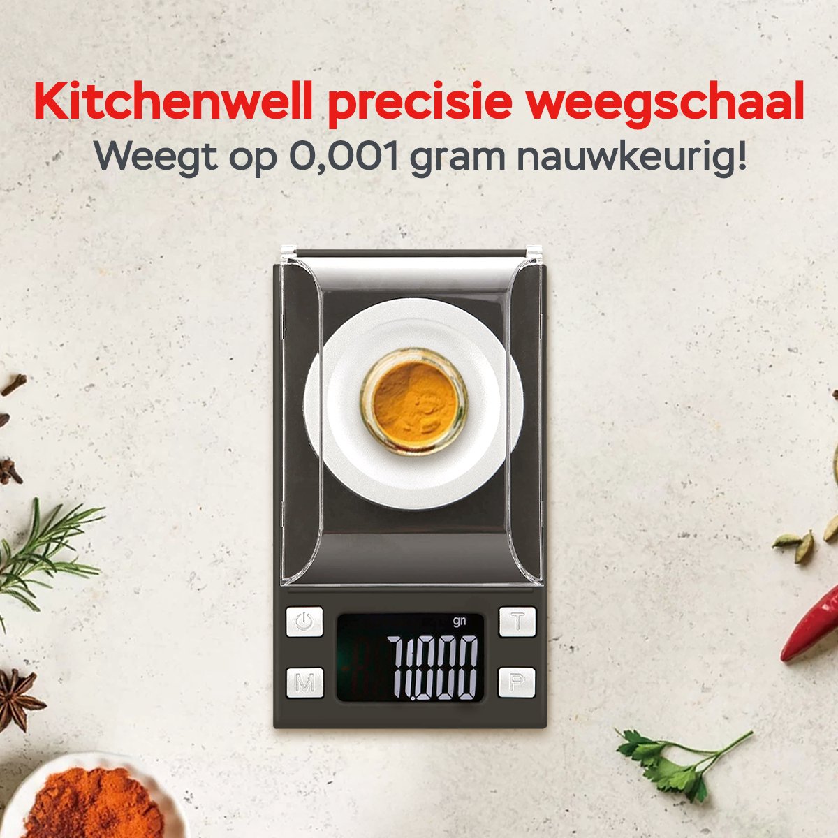 Kitchenwell precisie weegschaal 0.001 gram