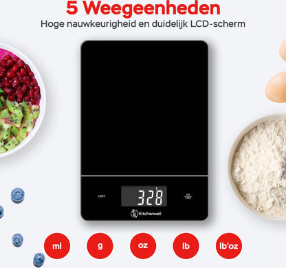 Kitchenwell digitale keukenweegschaal glas 15KG