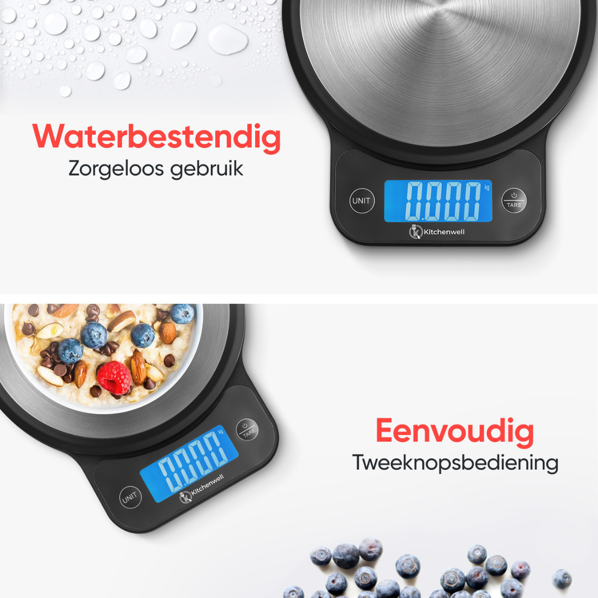 Kitchenwell digitale keukenweegschaal 1gr - 10kg
