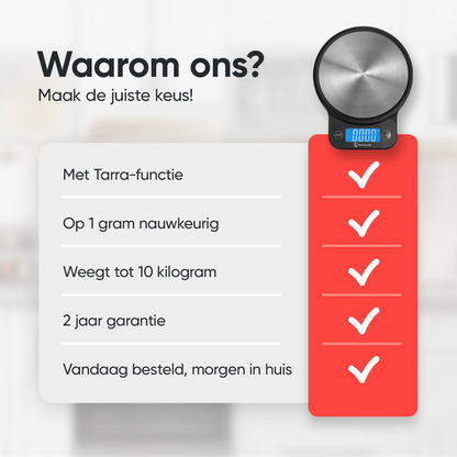 Kitchenwell digitale keukenweegschaal 1gr - 10kg
