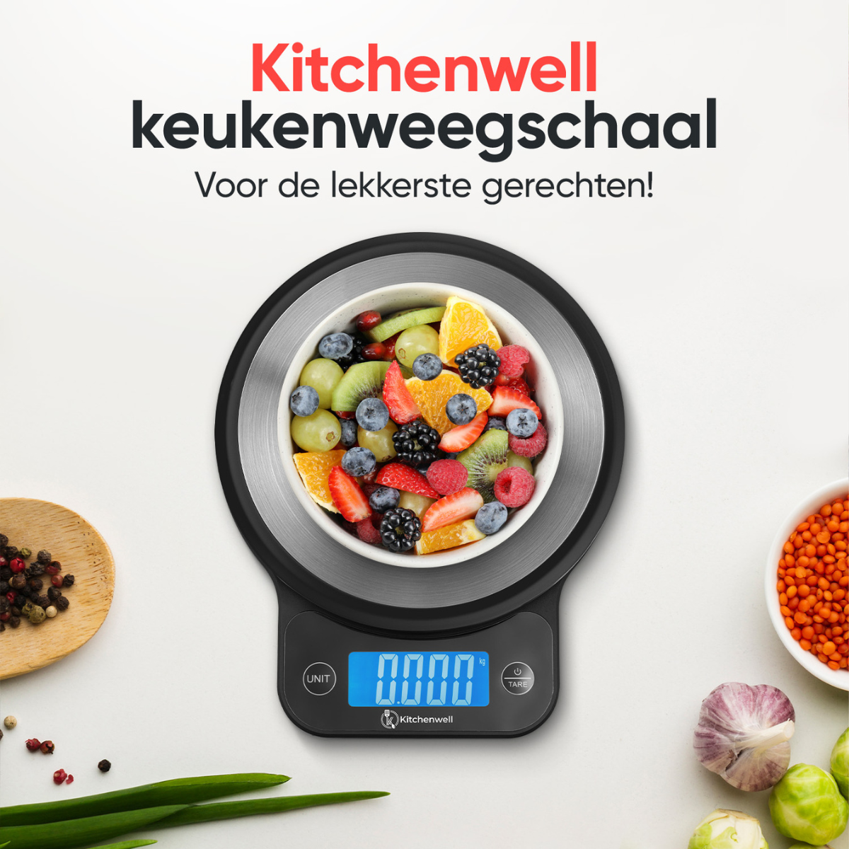 Kitchenwell digitale keukenweegschaal 1gr - 10kg