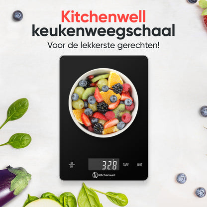 Kitchenwell digitale keukenweegschaal glas 15KG