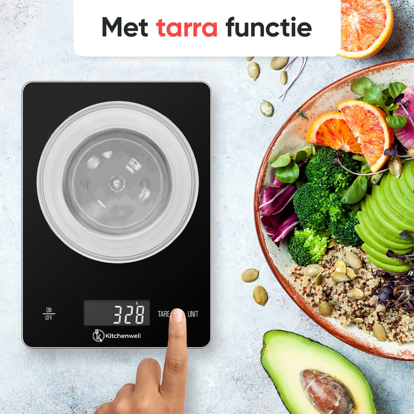 Kitchenwell digitale keukenweegschaal glas 15KG