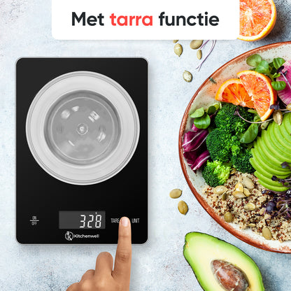 Kitchenwell digitale keukenweegschaal glas 15KG