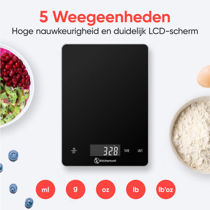 Kitchenwell digitale keukenweegschaal glas 15KG